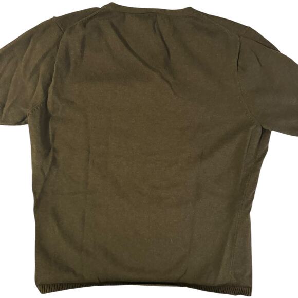 GAP Dark Green Sweater Cropped with V-Neck Bow Accent Medium - Picture 3 of 3